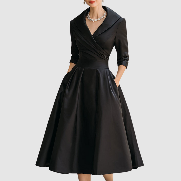 Adela | Robe midi effet portefeuille à col