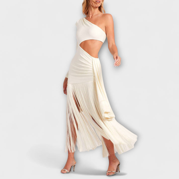 Alice | Robe maxi remarquable à franges et découpes