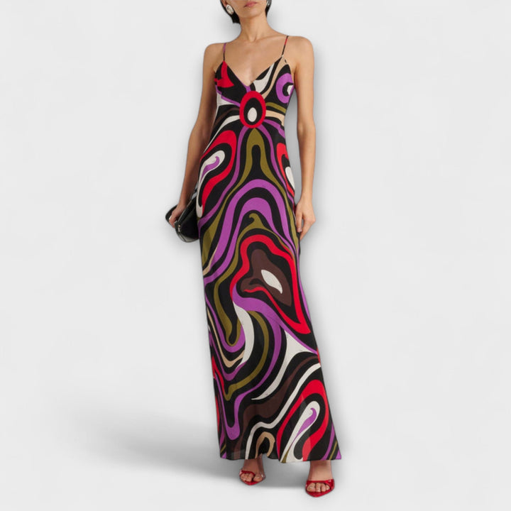 Daphne | Robe maxi à imprimé marbre