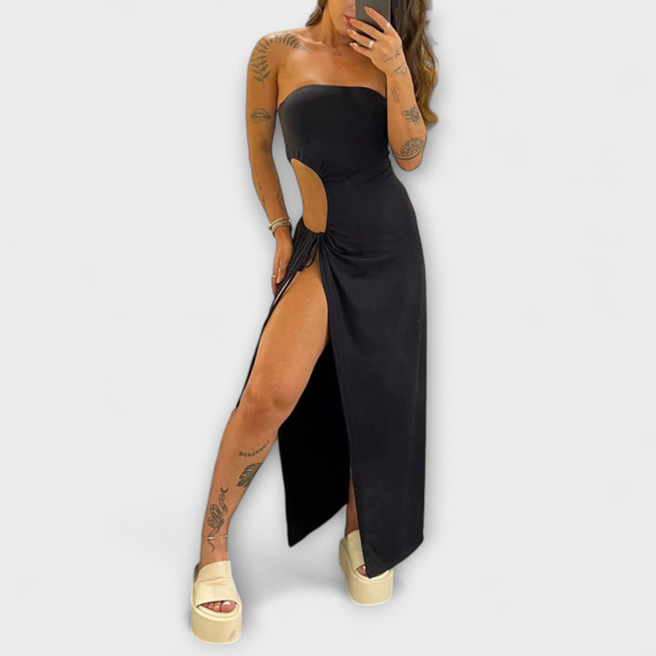 Winona - Robe à doublure body, bandeau à nouer et fentes latérales
