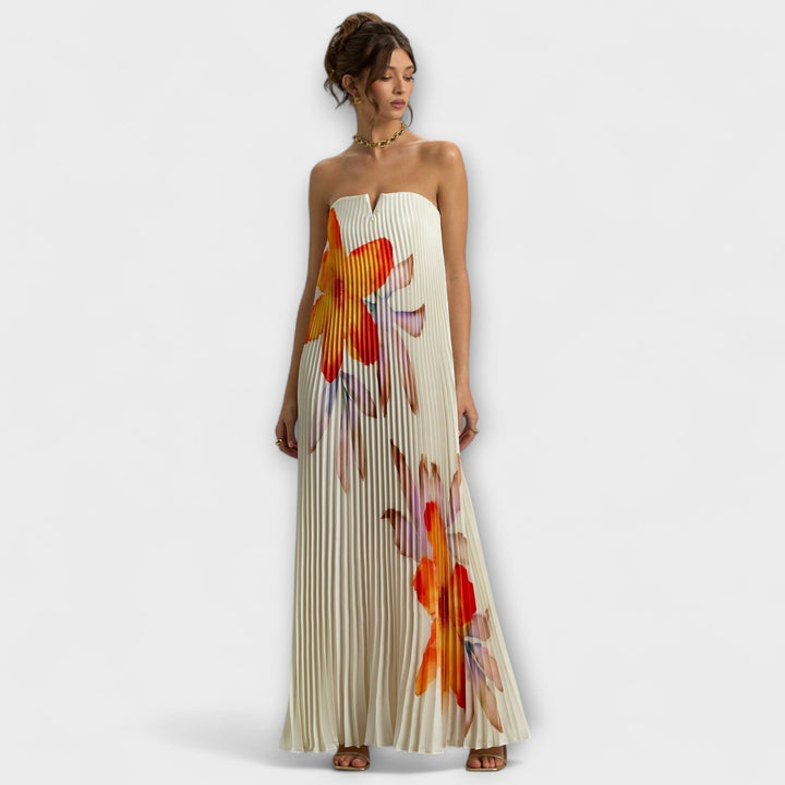 Michelle - Robe maxi cœur en orange fleuri