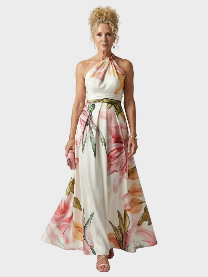 Emilia | Robe maxi à col licou et imprimé floral