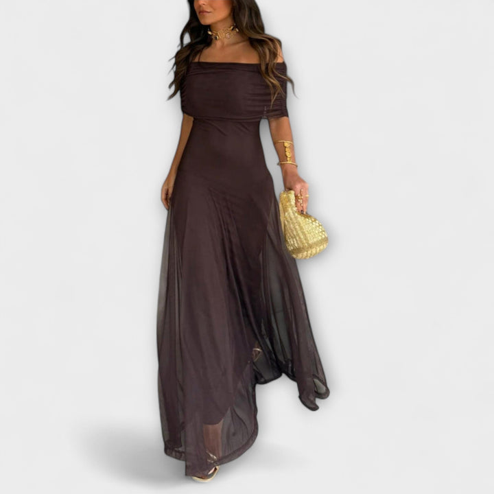 Meadow | Robe maxi en mesh Toledo à une épaule