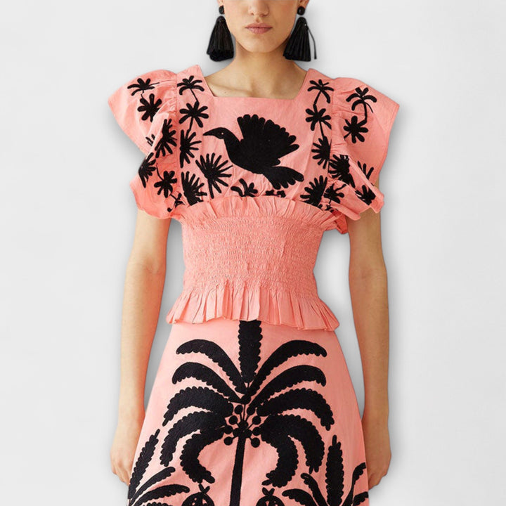 Amy | Robe chic motif palmiers