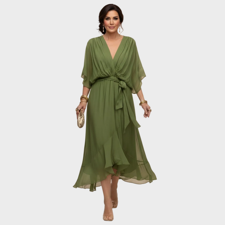 Monica | Robe en mousseline à col en V
