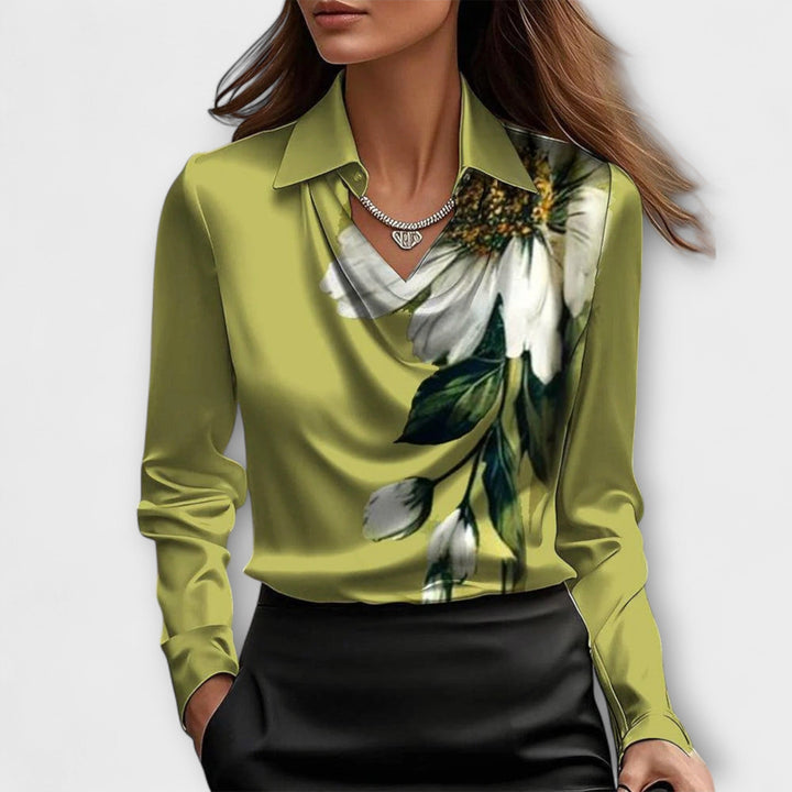 Meli - Blouse brillante à col froncé