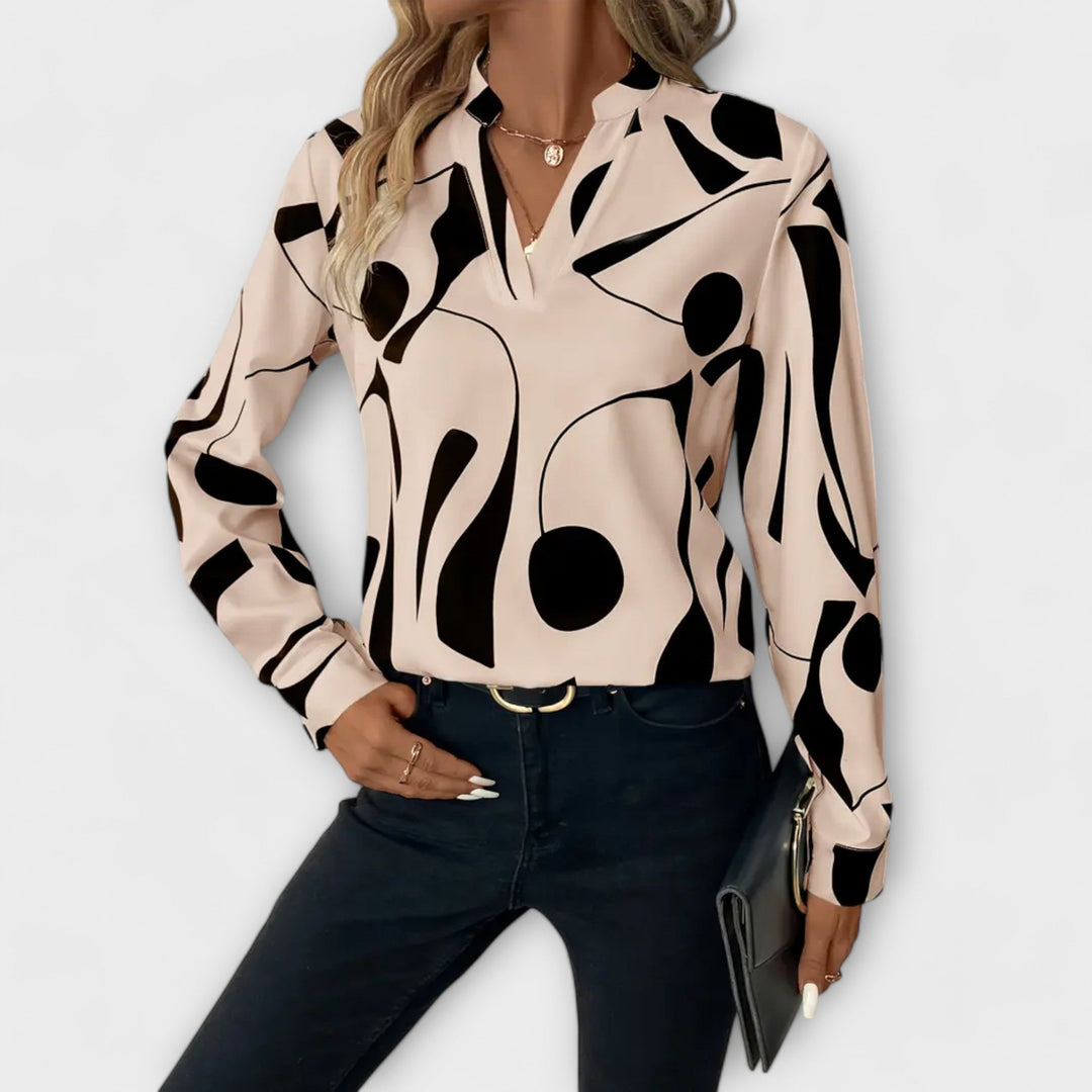 Edith - Élégante blouse à manches longues et col pointu