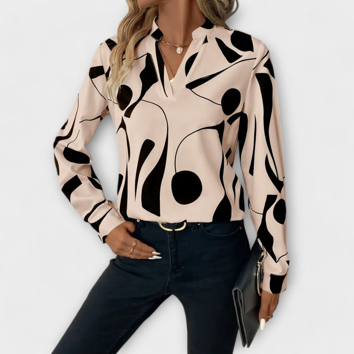 Edith - Élégante blouse à manches longues et col pointu