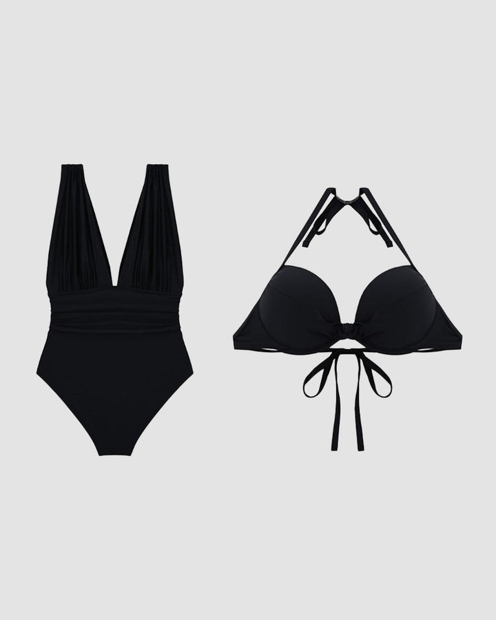 Maillot de bain gainant luxueux à décolleté plongeant en V