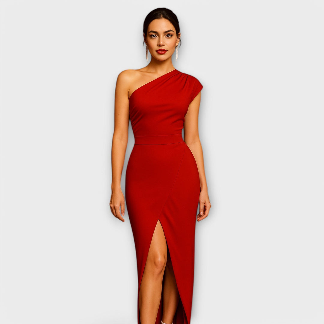 Élégante robe de soirée asymétrique