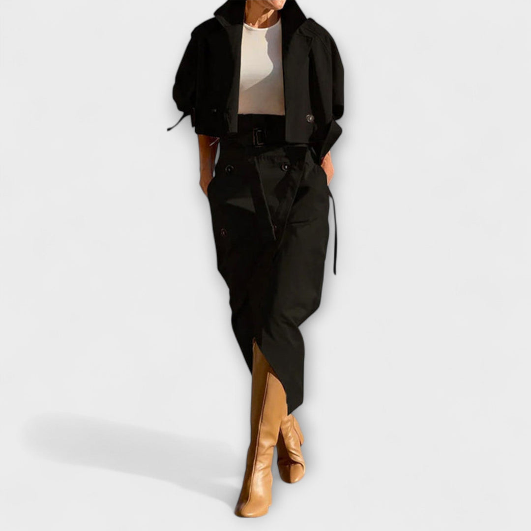 Lyra - Élégante veste et jupe midi avec poches