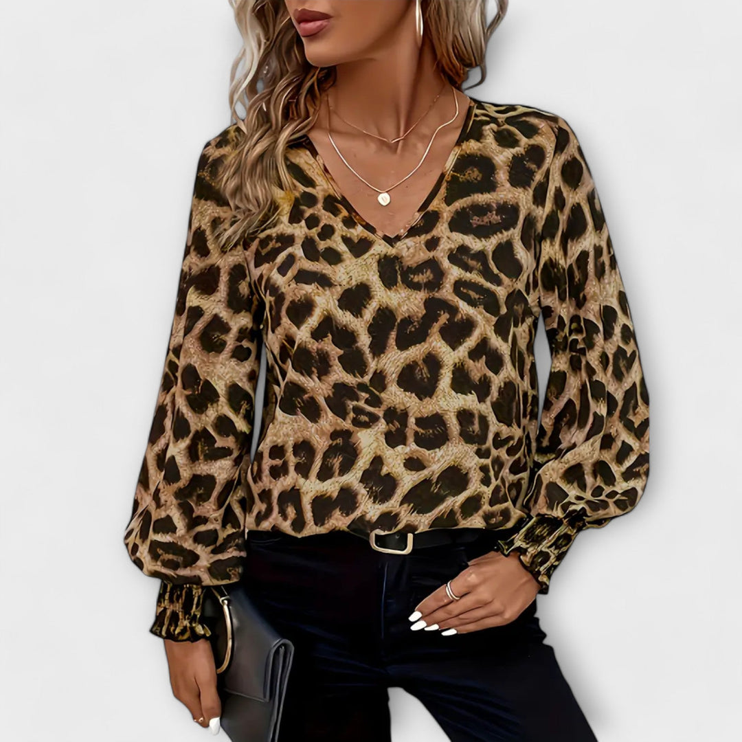 Sara - Blouse stylée à motif léopard