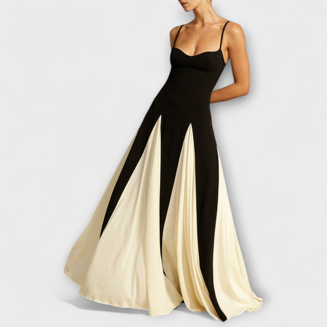Ember - Robe longue trapèze élégante classique à empiècements en tulle