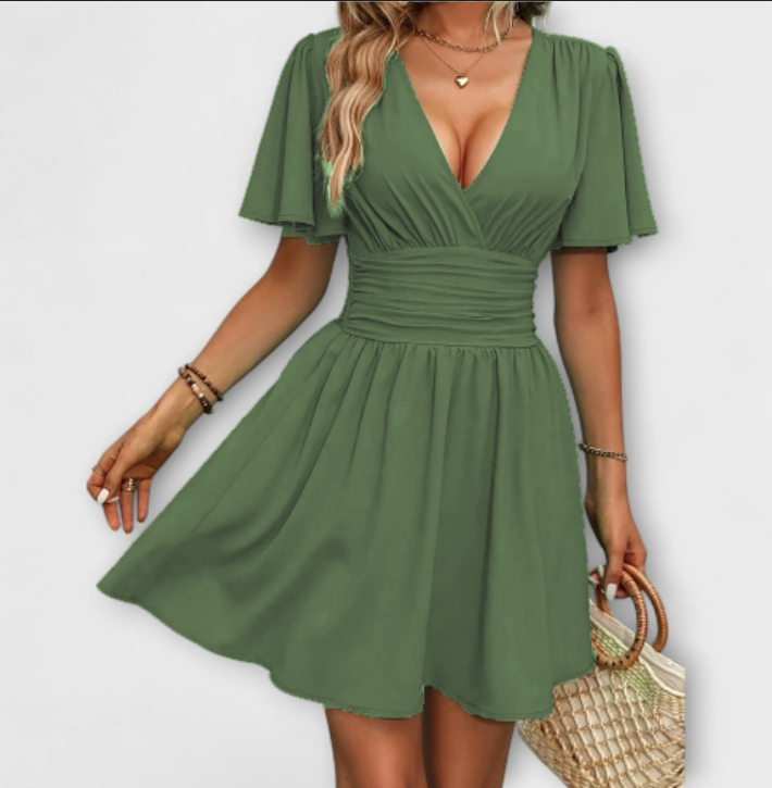 Winslet | Robe à taille froncée et col en V