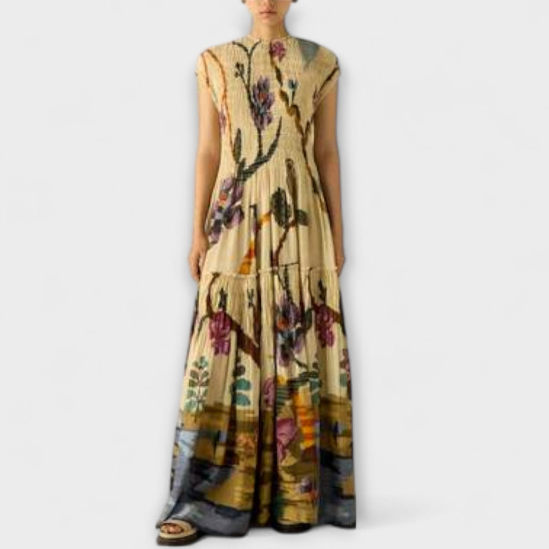 Amanda | Robe maxi à imprimé plissé