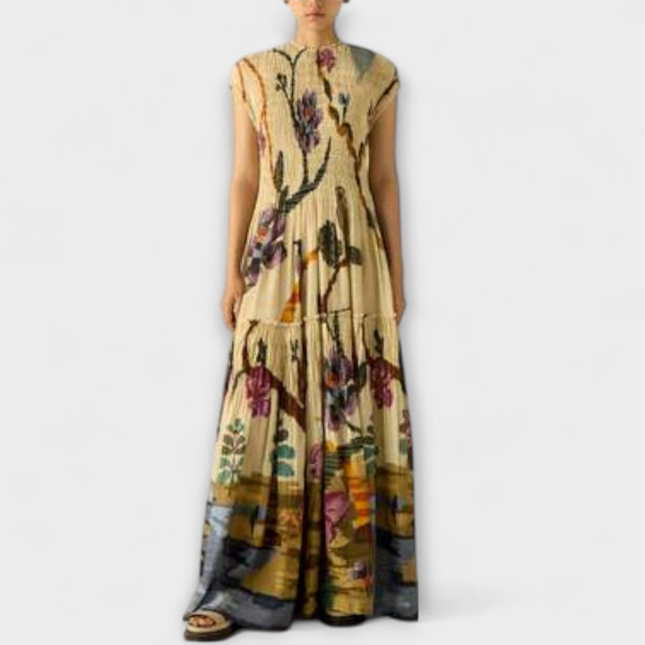 Amanda | Robe maxi à imprimé plissé