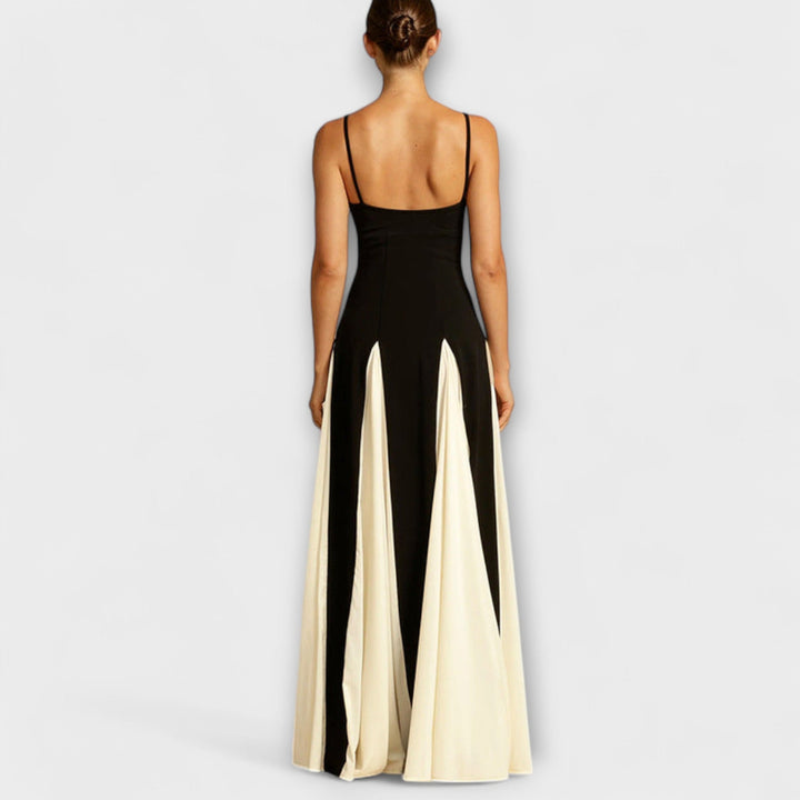 Ember - Robe longue trapèze élégante classique à empiècements en tulle