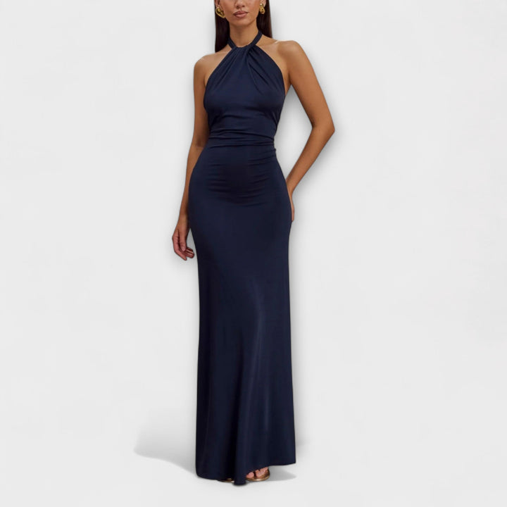 Lagune | Robe maxi souple à col licou
