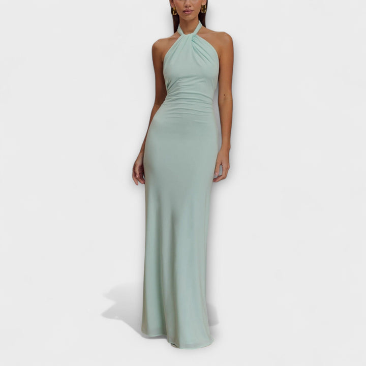Lagune | Robe maxi souple à col licou