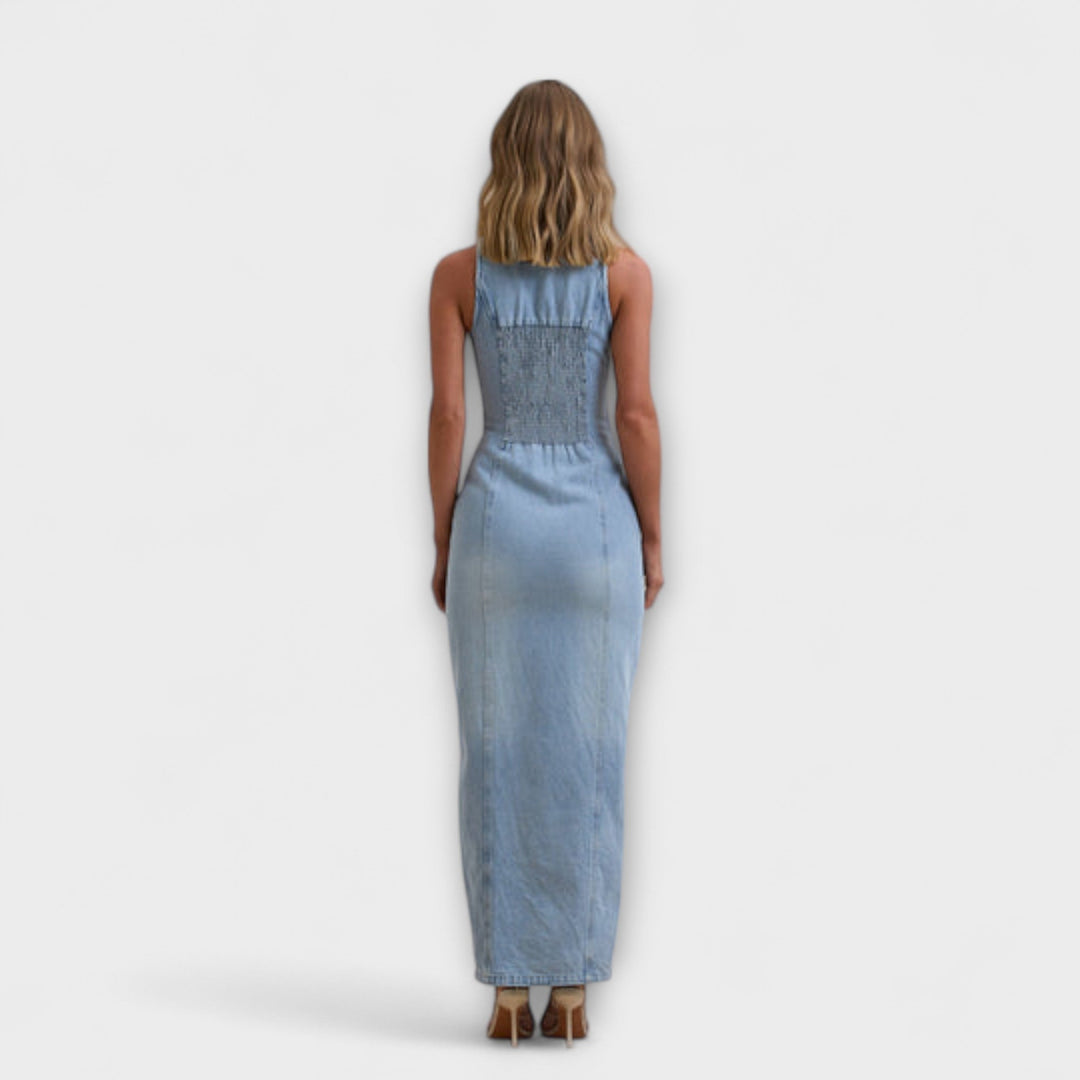 Lacey | Robe maxi en jean délavé moyen