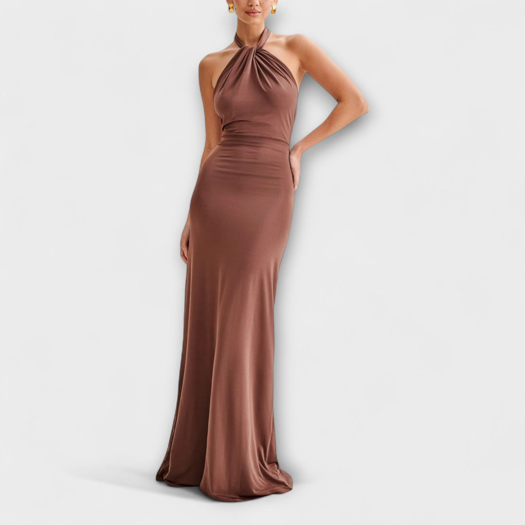 Lagune | Robe maxi souple à col licou