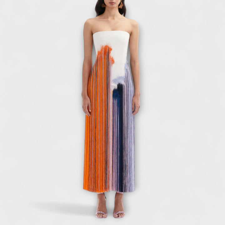 Summer | Robe chic colorblock à pompons tendance