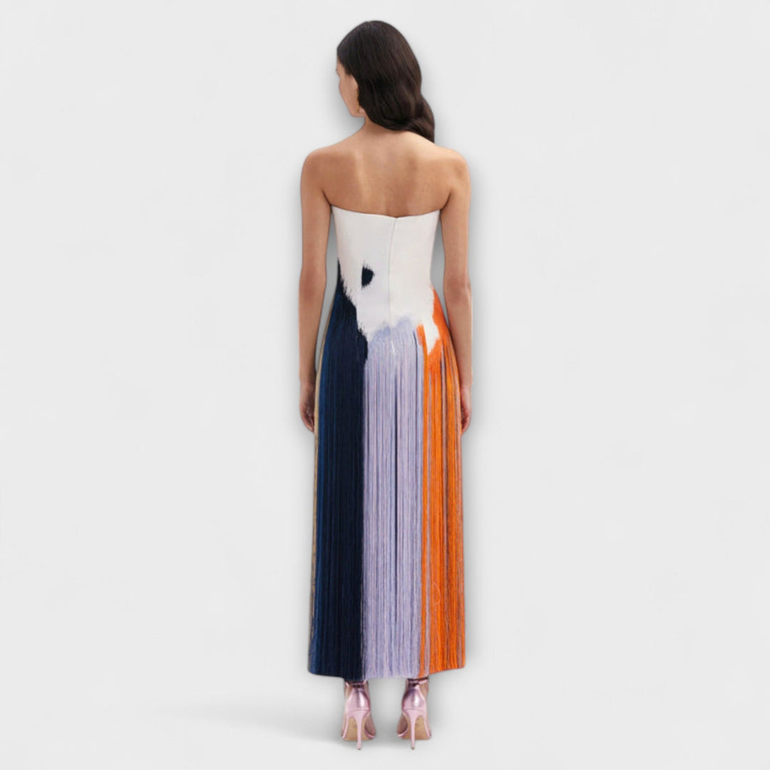 Summer | Robe chic colorblock à pompons tendance