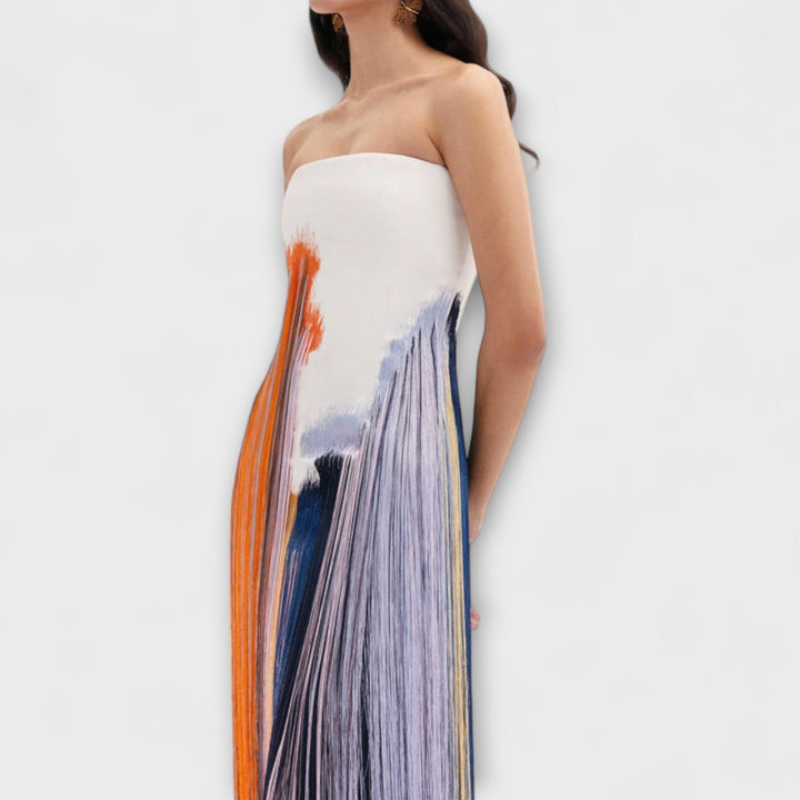 Summer | Robe chic colorblock à pompons tendance