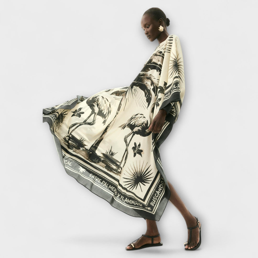 Melissa | Robe caftan maxi à imprimé flamant XXL