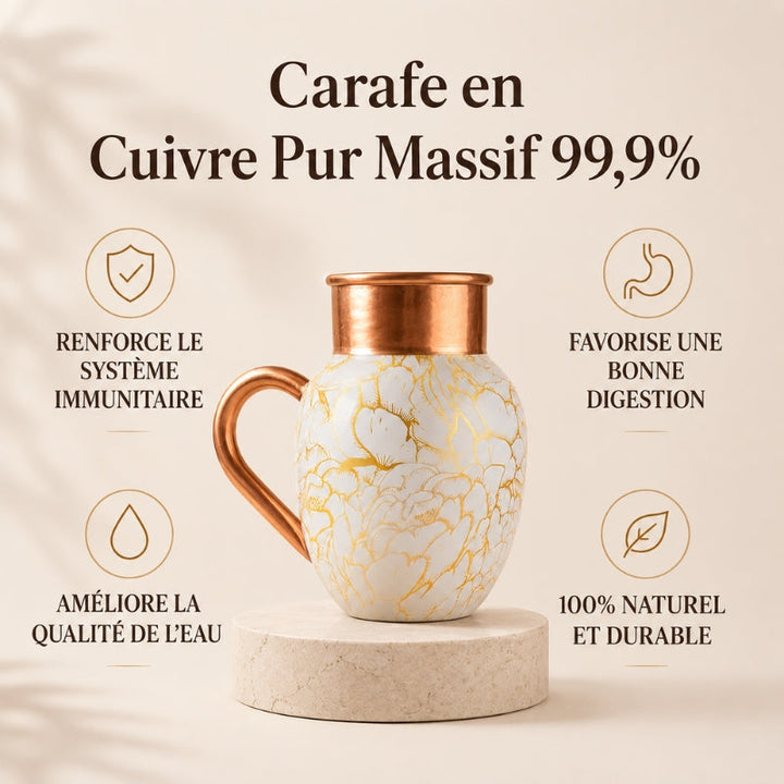 ÉLÉGANCE ANCESTRALE — CARAFE ARTISANALE EN CUIVRE