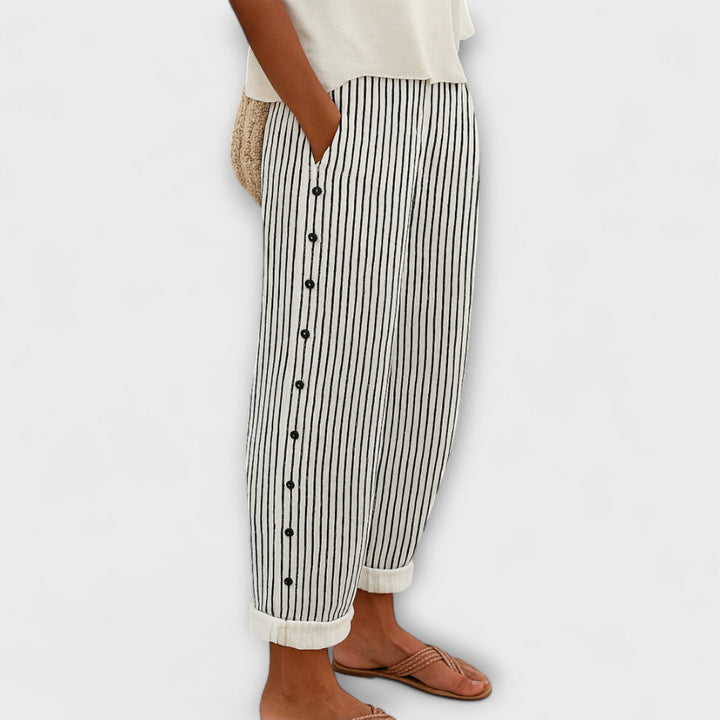 Rea - Pantalon de loisirs rayé et décontracté