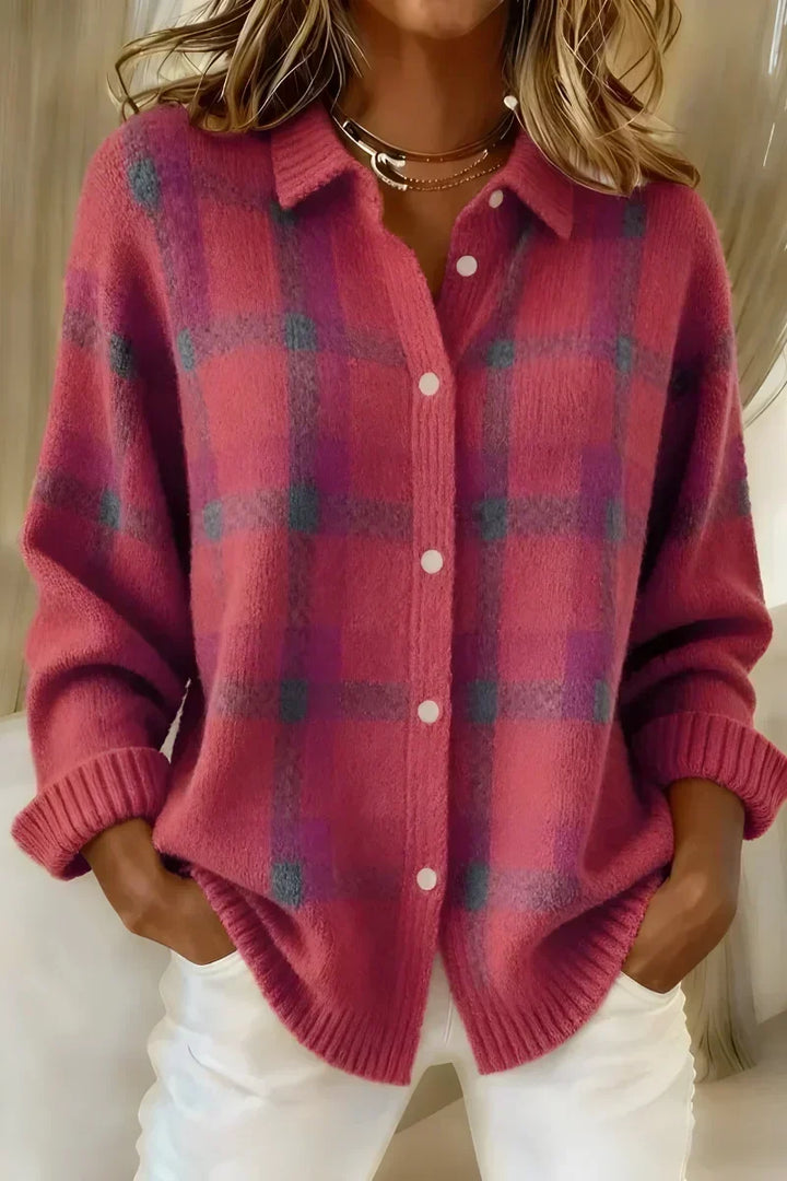 ASHLEY | CHEMISE TRICOTÉE CLASSIQUE À CARREAUX