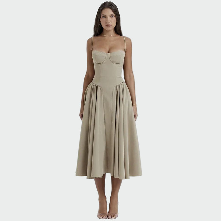 Jaroslava | Robe maxi en satin à haut structuré