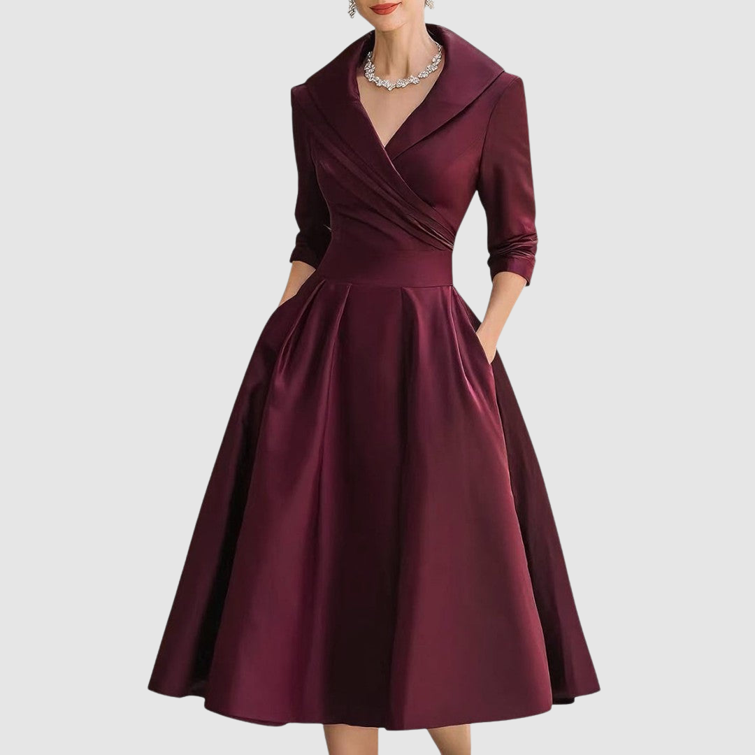 Adela | Robe midi effet portefeuille à col