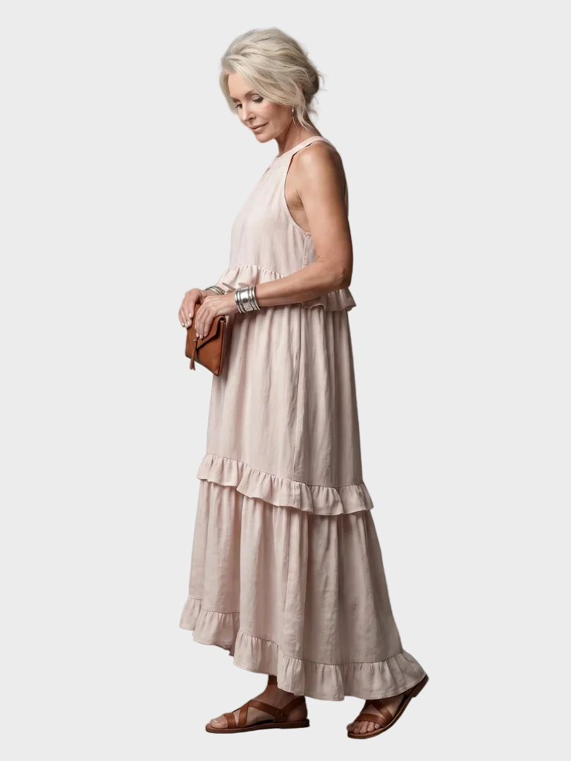 Katia | Robe maxi à col licou et volants