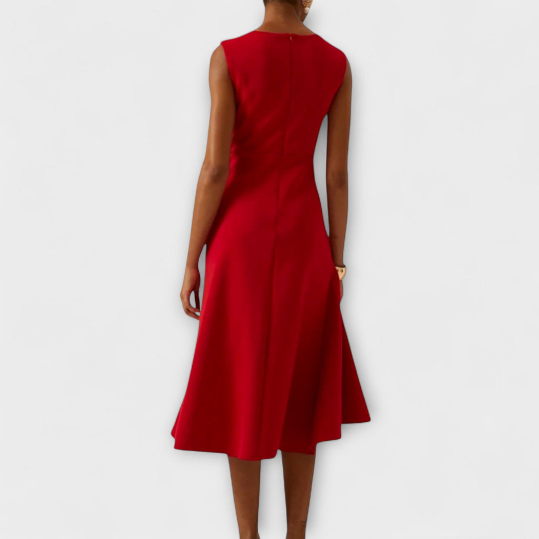 Juliette – Robe midi drapée asymétrique