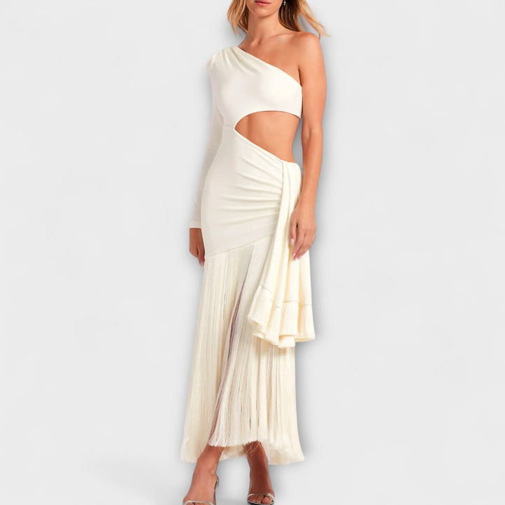 Alice | Robe maxi remarquable à franges et découpes