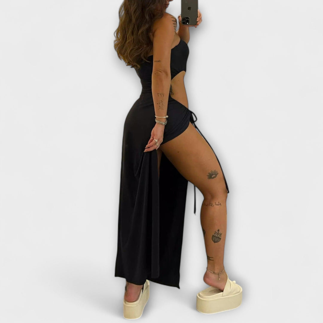 Winona - Robe à doublure body, bandeau à nouer et fentes latérales