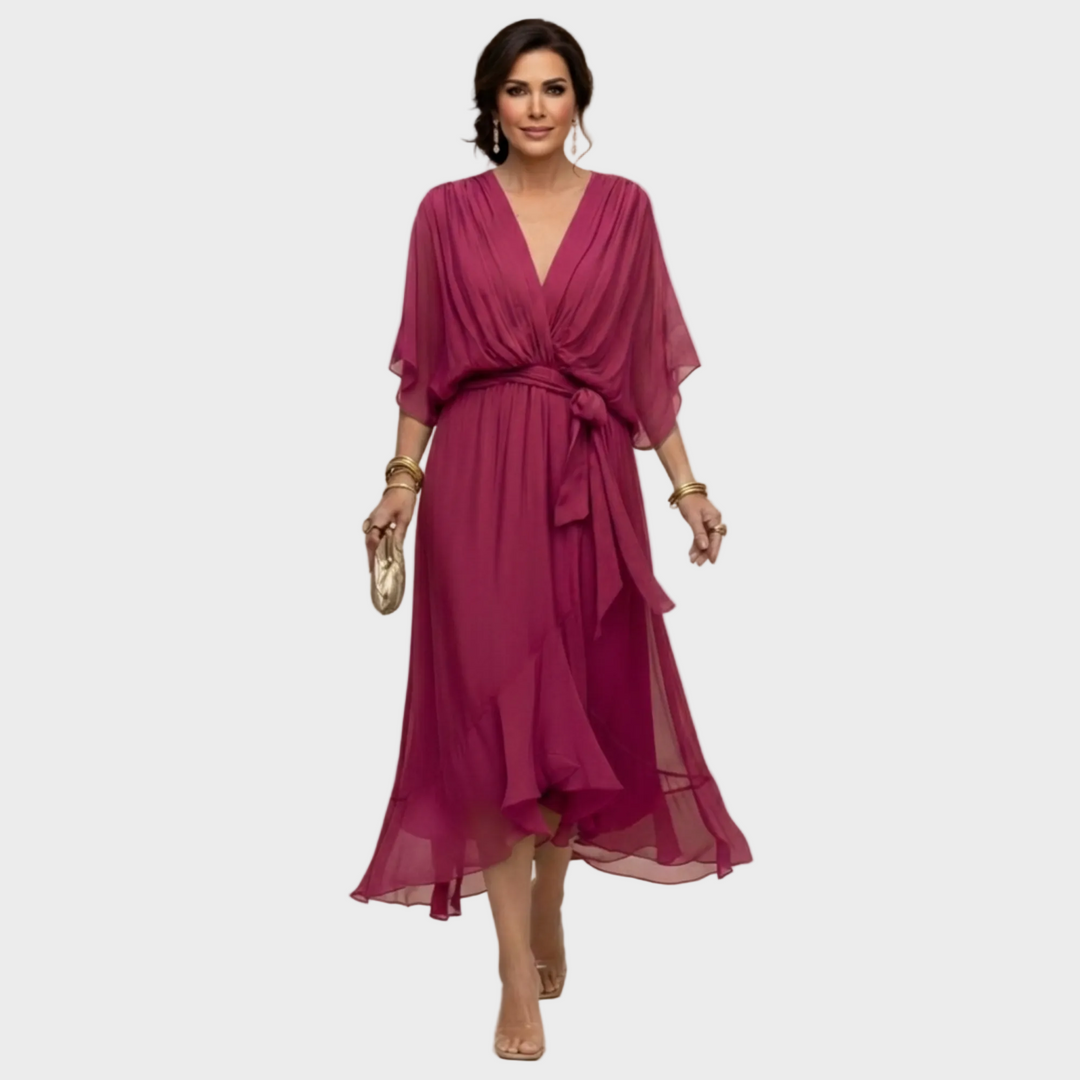 Monica | Robe en mousseline à col en V