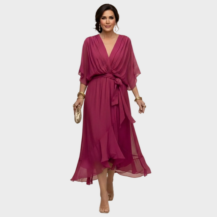 Monica | Robe en mousseline à col en V