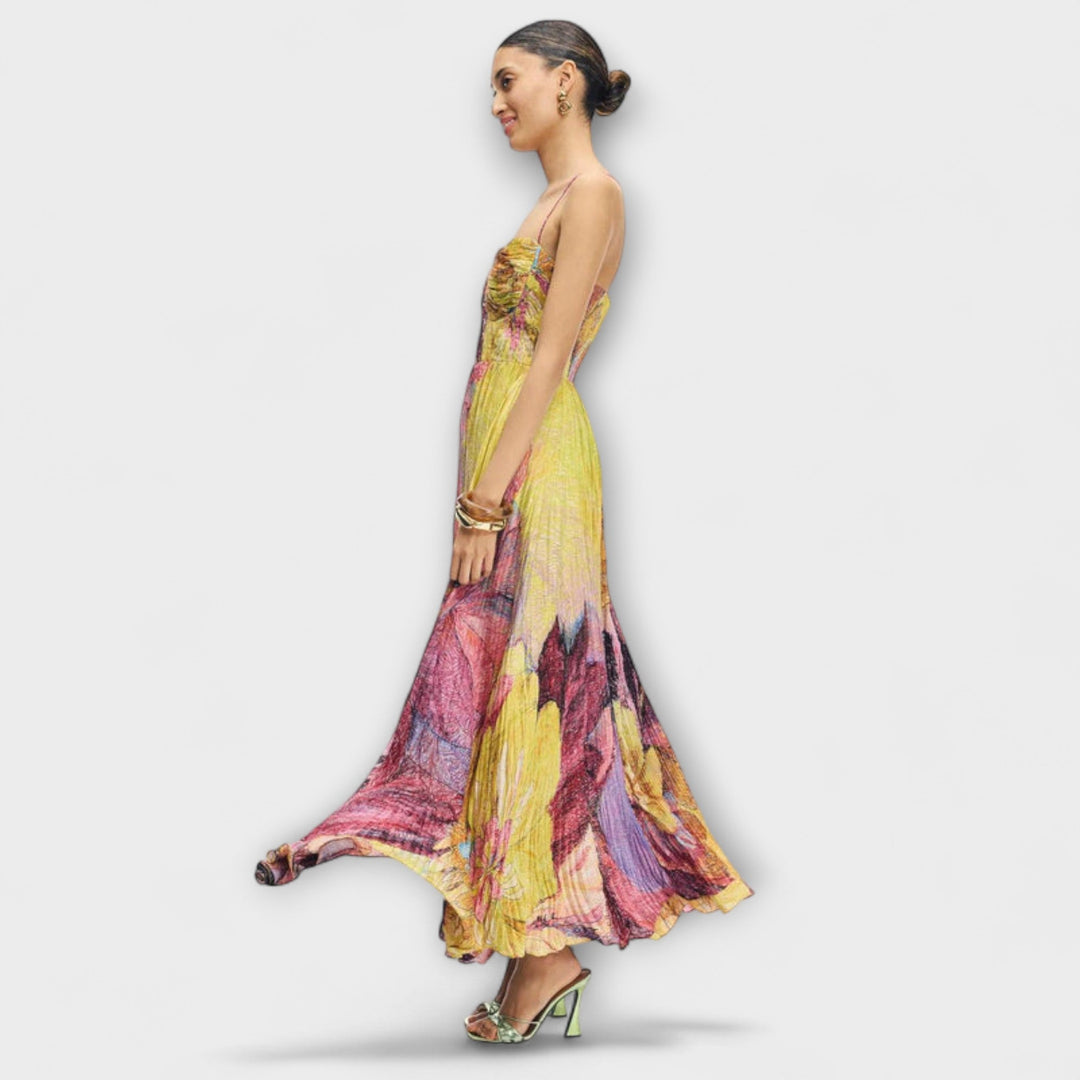 Kiara | Robe maxi à imprimé ikat éclatant