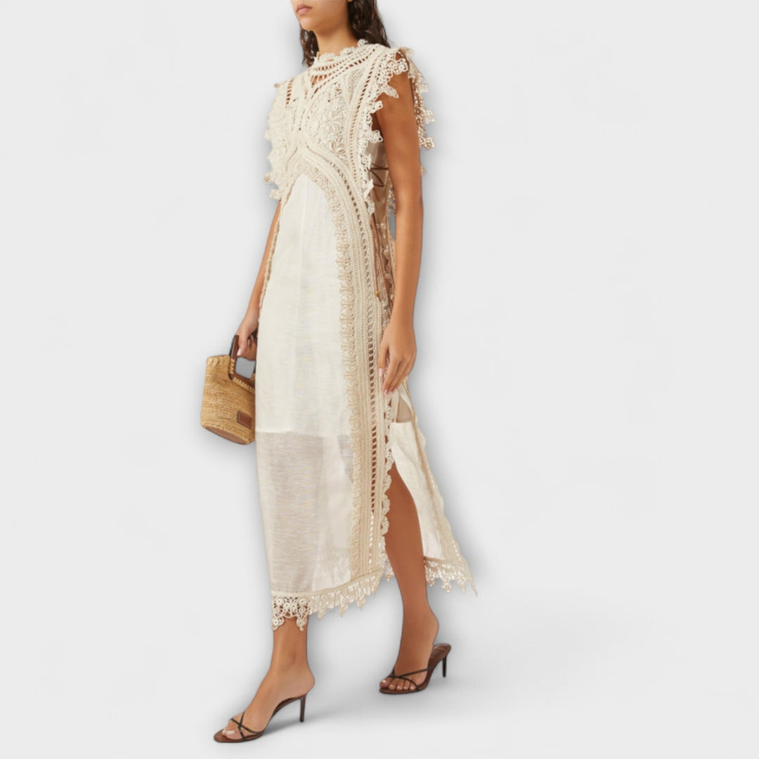 Mira | Robe maxi en organza ajouré tissé