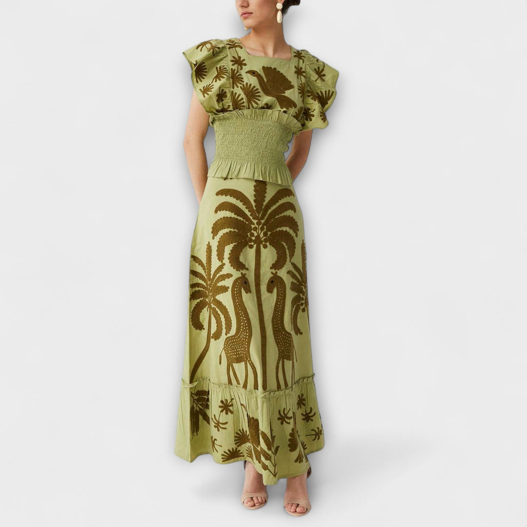 Amy | Robe chic motif palmiers