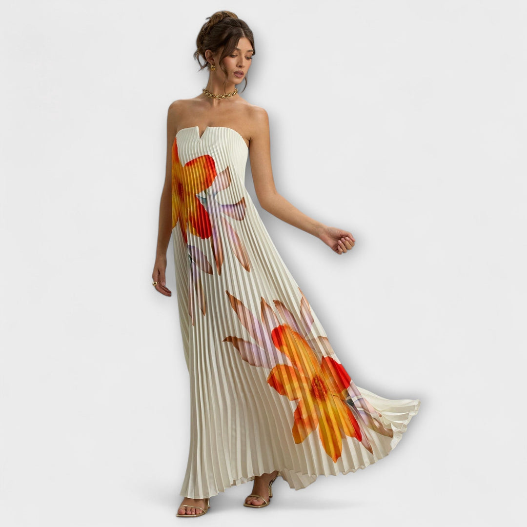 Michelle - Robe maxi cœur en orange fleuri