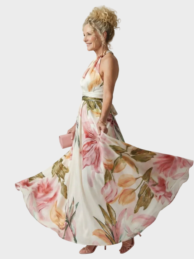 Emilia | Robe maxi à col licou et imprimé floral