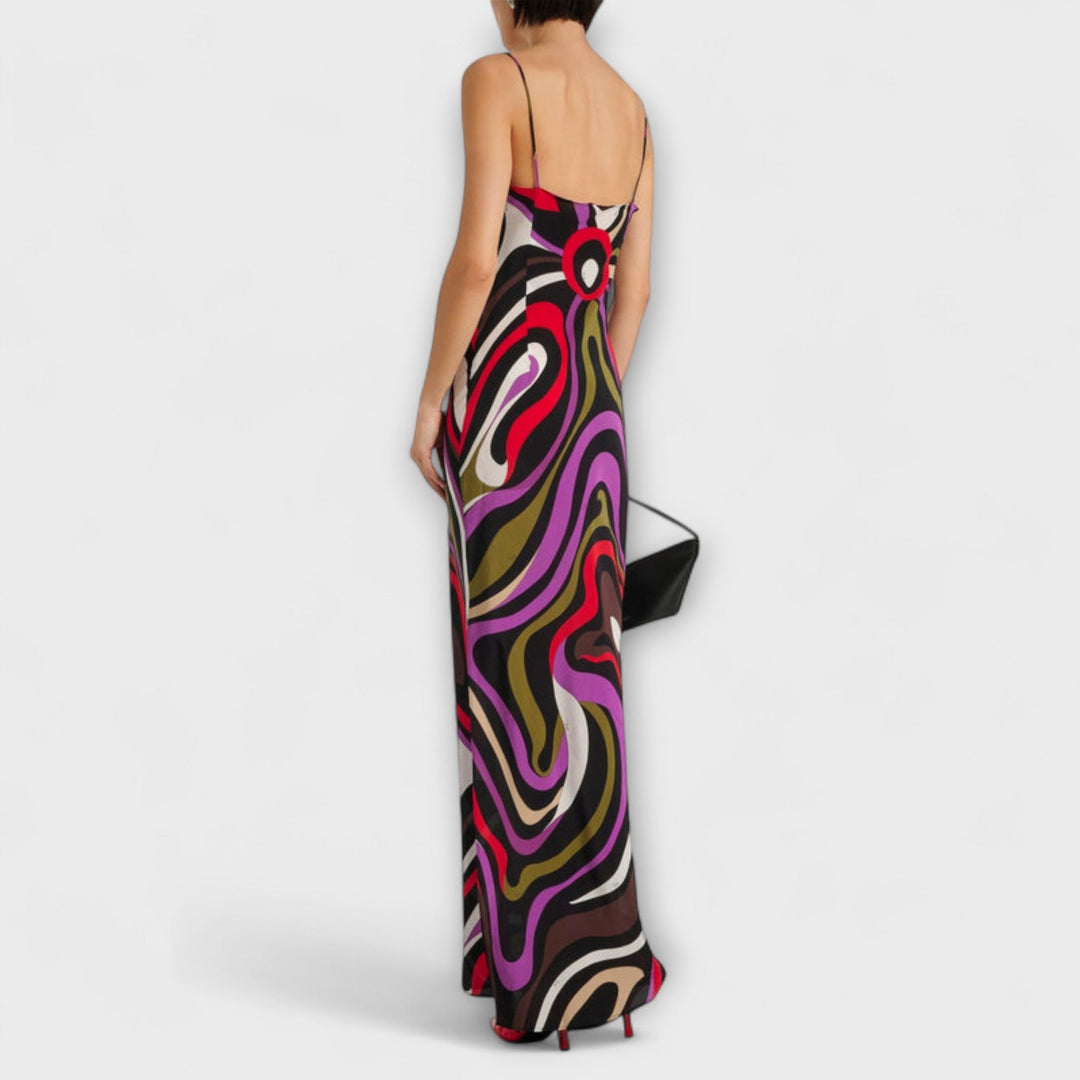 Daphne | Robe maxi à imprimé marbre