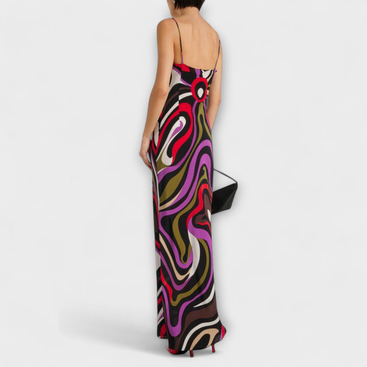 Daphne | Robe maxi à imprimé marbre