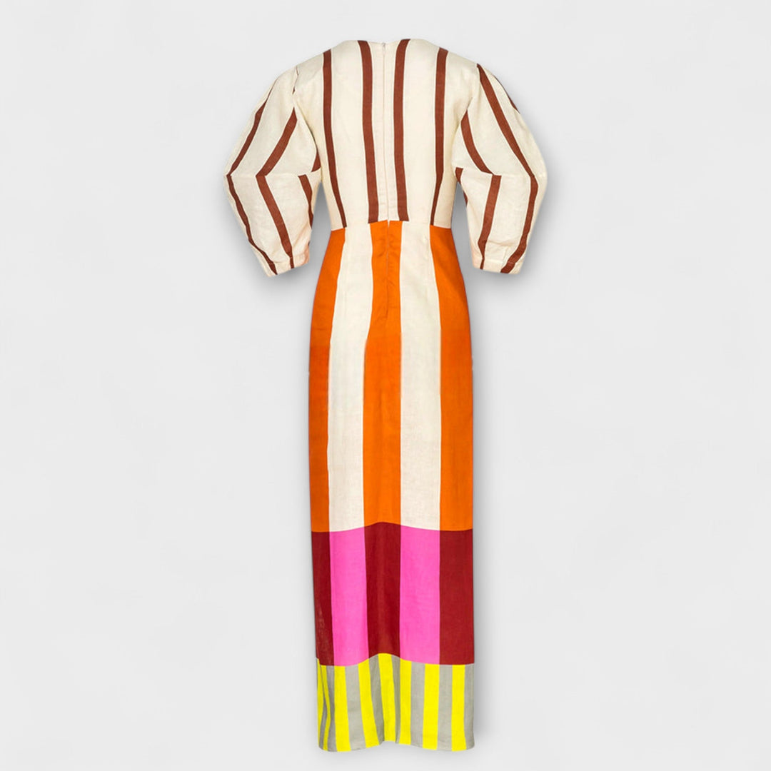 Kaya | Robe maxi à découpe devant et manches bouffantes