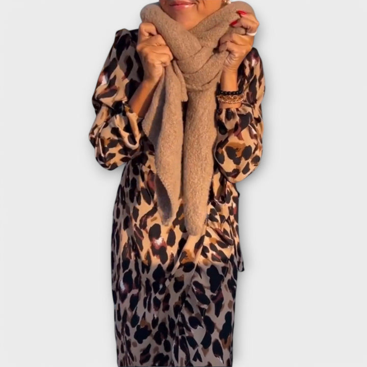 Robe décontractée motif léopard à col en V