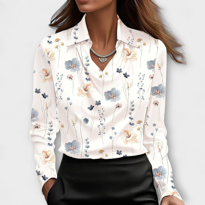 Meli - Blouse brillante à col froncé